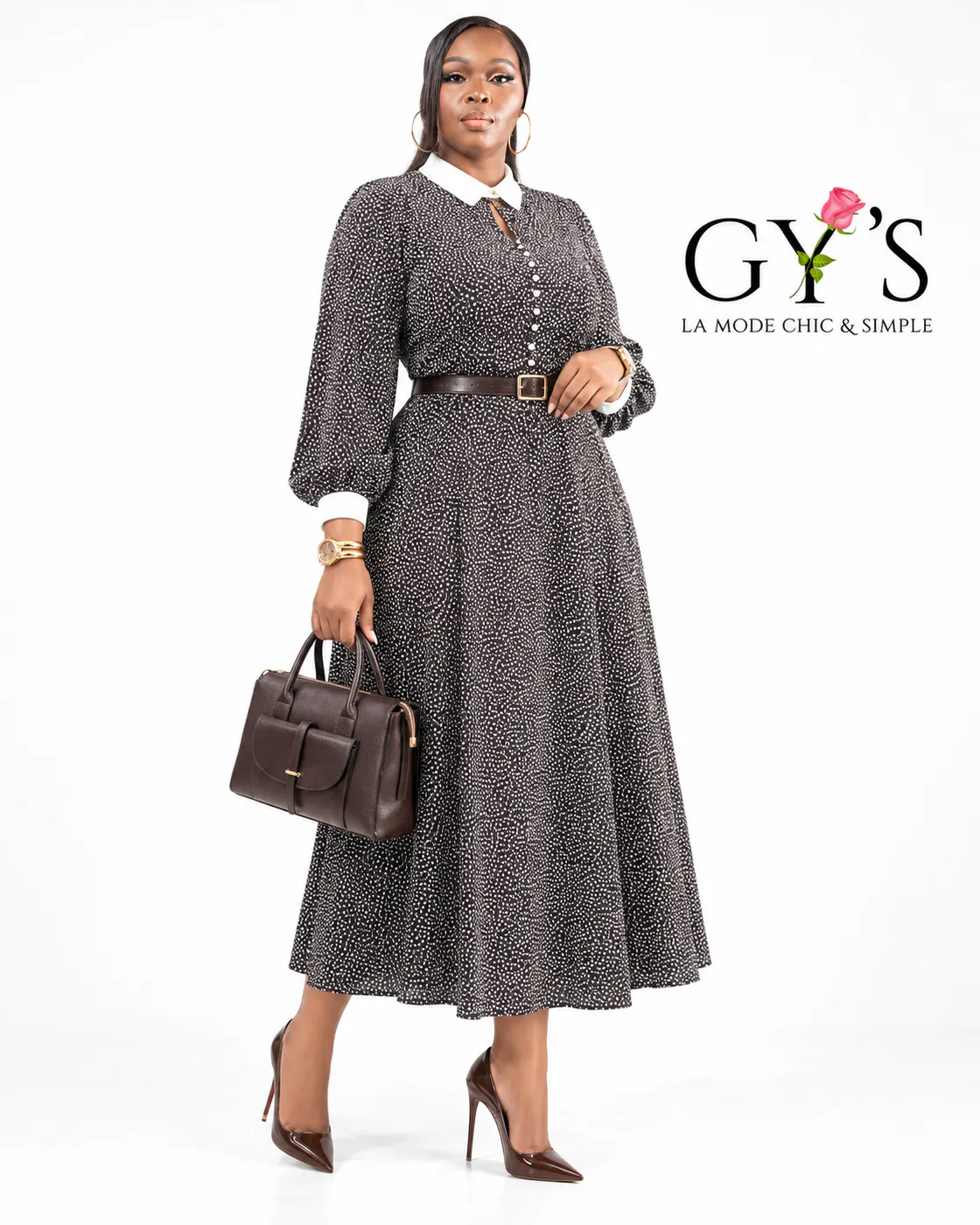 1053 - ROBE A POIS COL BLANC — GY'S