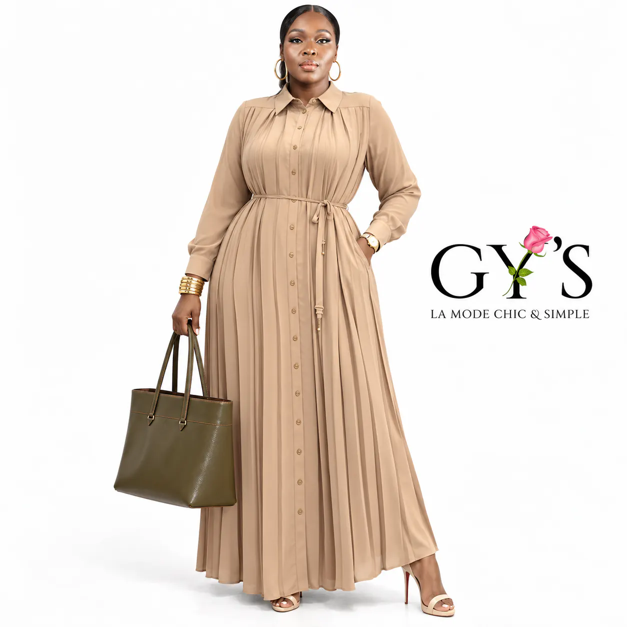 ROBE PLISSÉE MARRON — GY'S