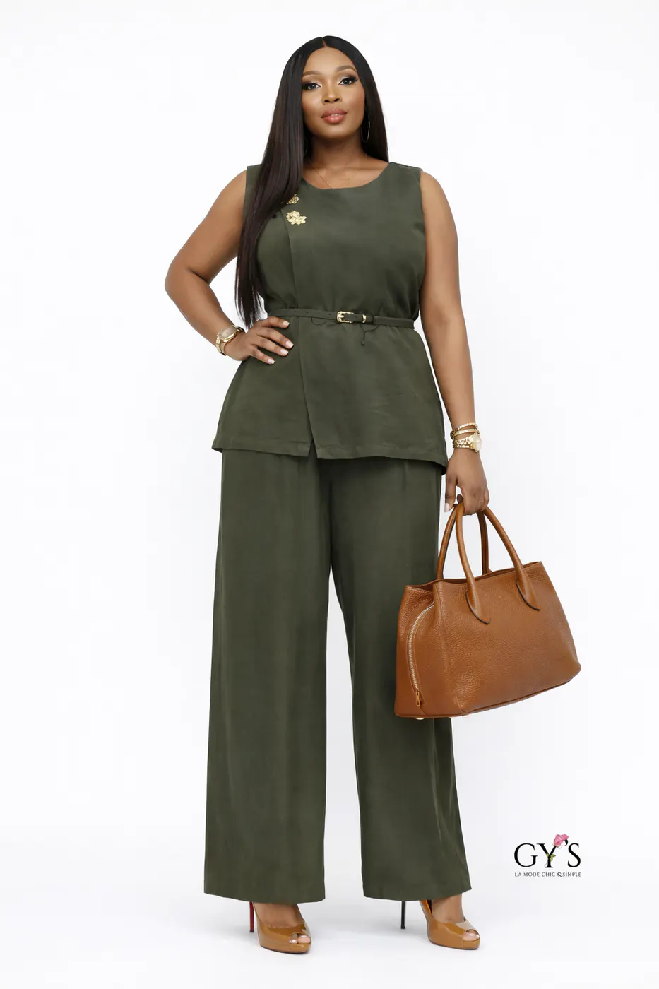 ENS PANTALON VERT KAKI — GY'S
