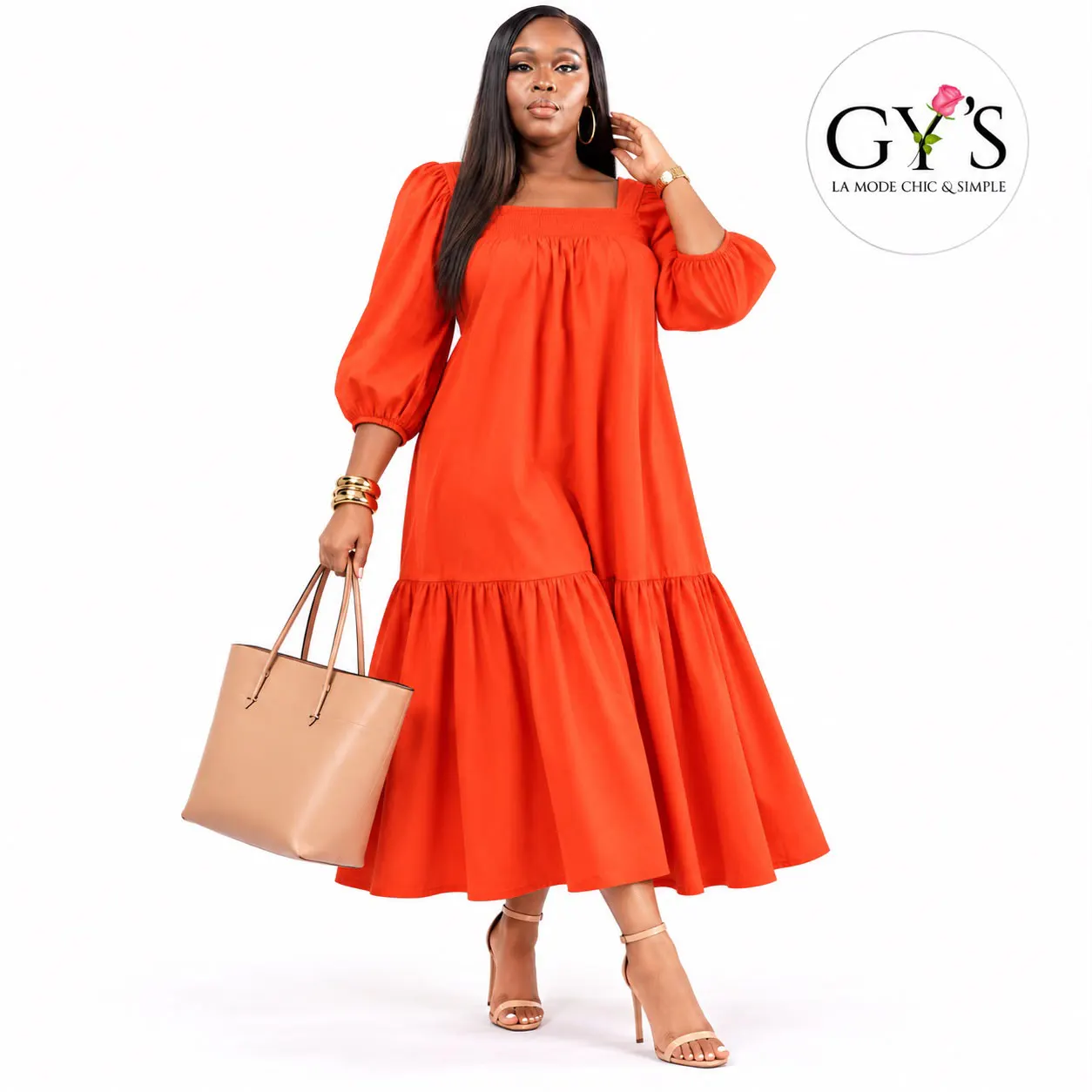 590 - ROBE PAT ROUGE ORANGE — GY'S